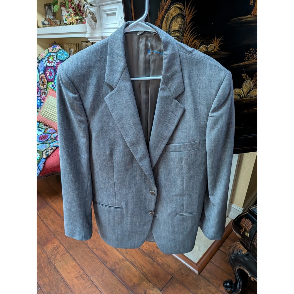 Gian Giacomo Soleri Mens Grey Pinstripe 100% Virgin Wool Blazer Made in Italy